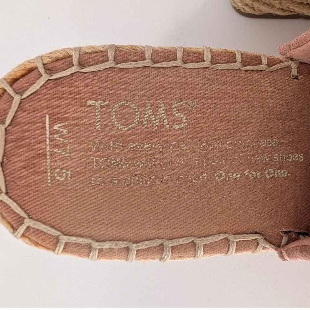 TOMS Monica Suede Wedge Slingback Sandal Womens 7.5 Pink Espadrille High Heel